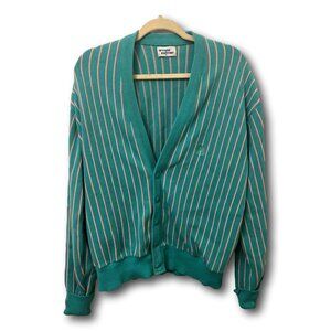 Vintage Striped Cardigan - Teal and Pink